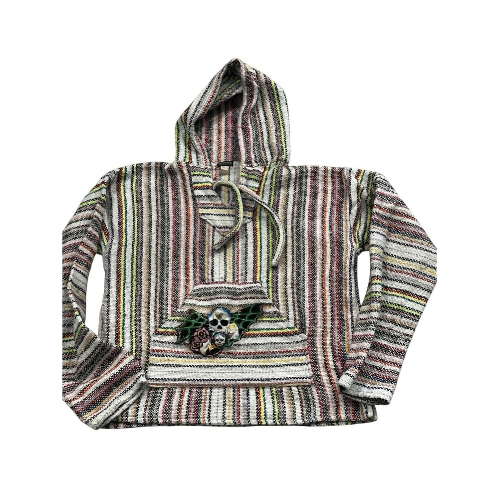 Mexican Baja‎ Hoodie Drawstring Pullover Drug Rug Hippie Boho Skater Large